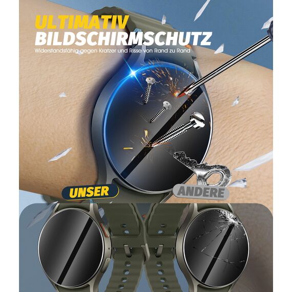 NEWZEROL 4 Stück Display Glasschutz Kompatibel für Samsung Galaxy Watch 7/6 / 5/4 44mm Schutzfolie (41mm Durchmesser) 2.5D Arc Edges 9H Glas Displayschutz Anti-Kratzer Blasenfrei