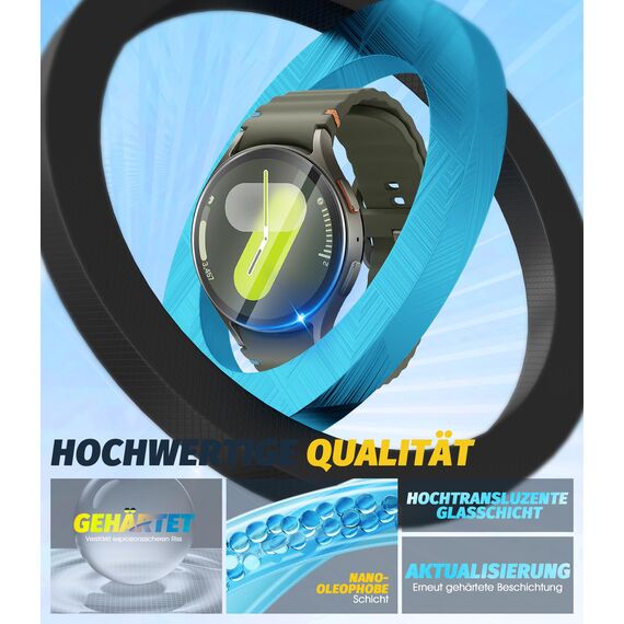 NEWZEROL 4 Stück Display Glasschutz Kompatibel für Samsung Galaxy Watch 7/6 / 5/4 44mm Schutzfolie (41mm Durchmesser) 2.5D Arc Edges 9H Glas Displayschutz Anti-Kratzer Blasenfrei