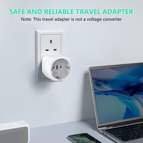 2 Stück Adapter England Deutschland Stecker Reiseadapter UK Stecker Adapter Reisestecker Typ G, Travel Adapter UK, Steckdosenadapter England für EU zu England/Schottland/Irland/Dubai/Maldives usw