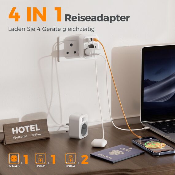 TESSAN Adapter Südafrika Steckdose 2er Pack, Reiseadapter Südafrika mit USB C, Steckdosenadapter Namibia Stecker Adapter Typ M, 2500W Reisestecker für Namibia, Botswana, Indien, Nepal, Mosambik