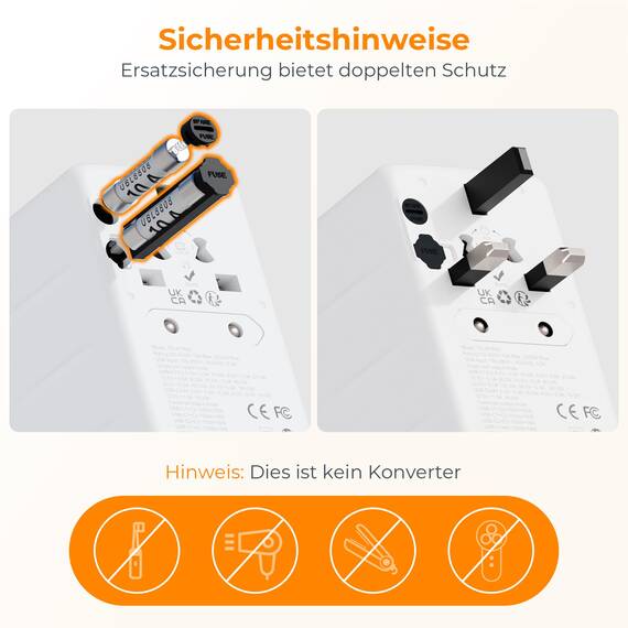 TESSAN 140W GaN Reiseadapter Weltweit, Schnellladung Adapter, Reisestecker Weltweit mit 3 USB C, 1 USB A, Travel Adapter für EU US UK Italien Japan Thailand Australien Kanada