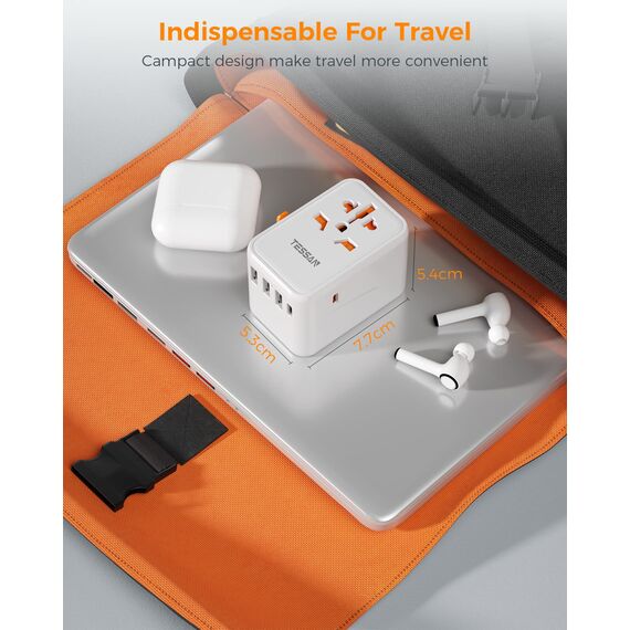 TESSAN Reiseadapter Weltweit PD Fast Charge, 45W Schnelles Aufladen Reisestecker Adapter mit 3 USB und 2 USB C, Universal für EU USA UK Thailand Australien Travel Adapter