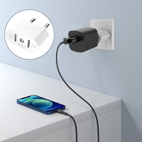 VIEVRE 4 Stück US to Eu Adapter, Adapter USA Deutschland Stecker, US Stecker Adapter Auf EU, US zum 2 Pin Deutschland (Weiß)