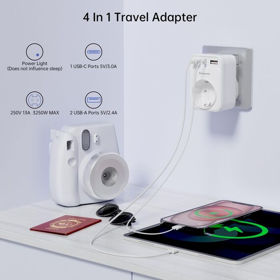 Reiseadapter Australien Adapter Deutschland Stecker Reisestecker Reiseadapter mit 2 USB 1USB C (3A) Steckdosenadapter Typ I für Neuseeland,Australien,China,Argentinien Wand Ladegerät (2PCS)