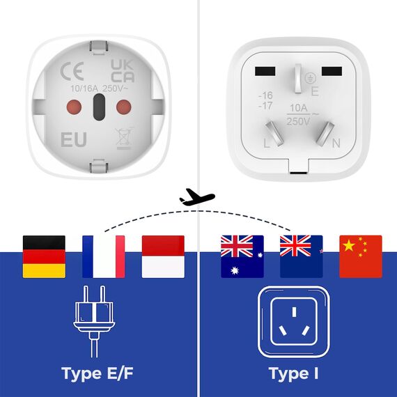 Oliveria 2X Adapter Australien, Deutschland auf Australien Reiseadapter, Type I Australien Reisestecker Steckdosenadapter für Australien China, Argentinien, Neuseeland, Fidschi