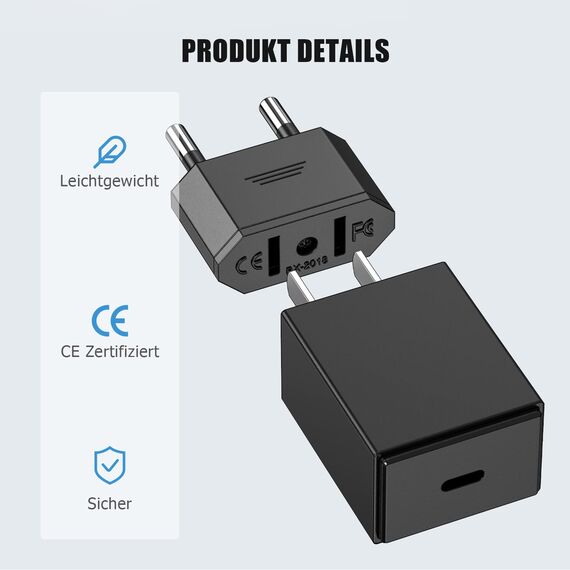 US to EU Adapter, 2 Pin Ancable Reisestecker auf EU, 1 Stück Deutschland Europ Amerika Mexiko Kanada Ägypten Spanien Stecker mit USA-Netzteil Konverte für Geräte