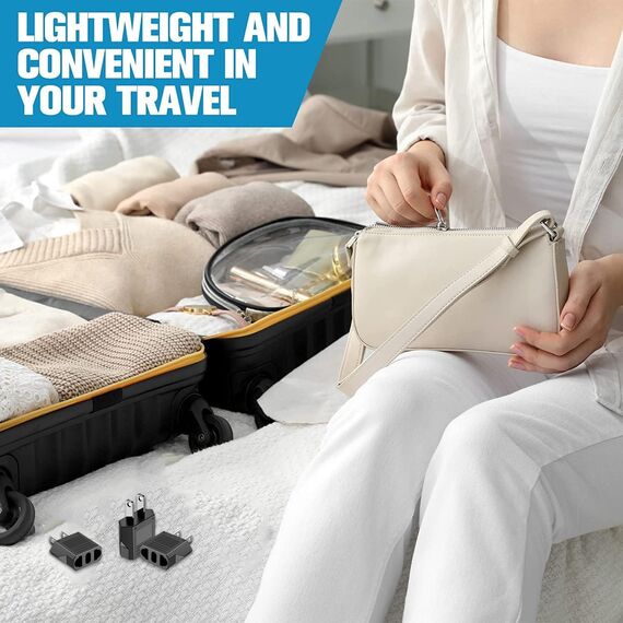 Oliveria 4 Stück Reiseadapter, EU to US Adapter, Adapterstecker USA Deutschland Stecker, Reisestecker EU auf US Deutschland/Europa Stecker Amerika/Kanada/Mexiko Konverter für Geräte mit USA-Netzteil