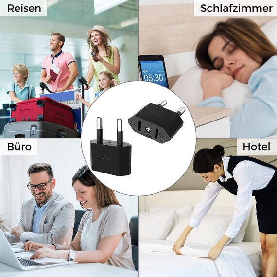 VIEVRE Universal Reiseadapter EU auf US/China/Japan/Kanada/Mexiko - 2 Stecker für Deutschland mit Adapter für Geräte
