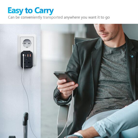 Reiseadapter Weltweites Set, Universal Steckdosenadapter mit USB C (PD 20W), Reisestecker mit 8 Abnehmbare Stecker Travel Adapter für UK/Italien/Südafrika/JAP/AUS/USA/Swiss, über 200 Ländern