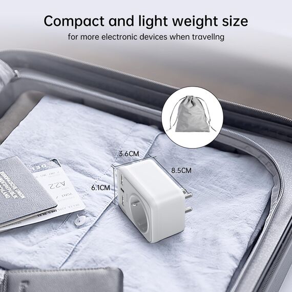 Reiseadapter Indien Adapter Deutschland Stecker Reisestecker Reiseadapter mit 2 USB 1USB C (3A) Steckdosenadapter Typ D für Sri Lanka(Teil), Indien, Nepal Indien Wand Ladegerät Ladestation