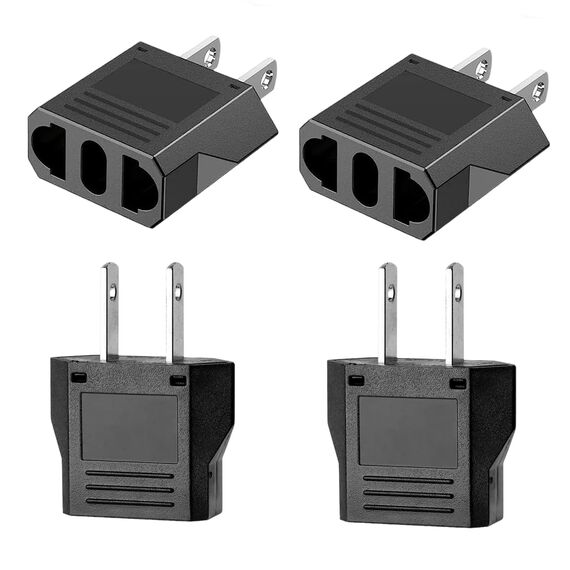 Oliveria 4 Stück Reiseadapter, EU to US Adapter, Adapterstecker USA Deutschland Stecker, Reisestecker EU auf US Deutschland/Europa Stecker Amerika/Kanada/Mexiko Konverter für Geräte mit USA-Netzteil