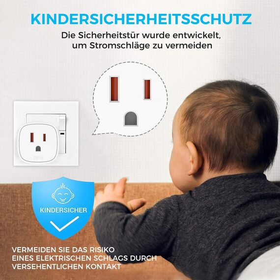 Oliveria 2 Stück Adapter US für USA-Reise aus EU, Stecker US zu EU, Netzadapter für Geräte mit USA-Netzteil