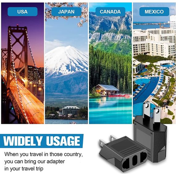 Oliveria 4 Stück Reiseadapter, EU to US Adapter, Adapterstecker USA Deutschland Stecker, Reisestecker EU auf US Deutschland/Europa Stecker Amerika/Kanada/Mexiko Konverter für Geräte mit USA-Netzteil