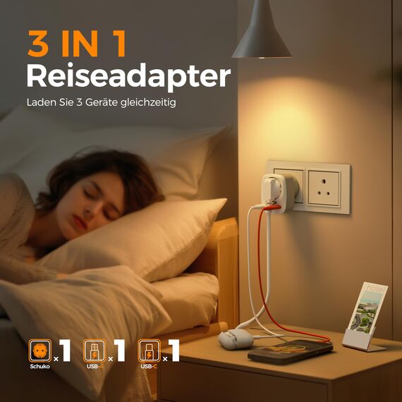 TESSAN 3 in 1 Reiseadapter Indien mit 2 USB, Reiseadapter Typ D, Adapter Steckdose, Adaptor für Indien, Adapter für Sri Lanka, Nepal, Reisestecker Stromadapter