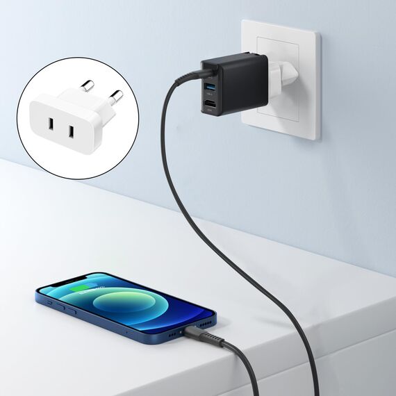 VIEVRE 4 Stücke US to EU Adapter, Adapter USA Deutschland Stecker, 250V US auf EU mit USA-Netzteil Konverte für Geräte, Maximale Leistung 2200W, Weiß