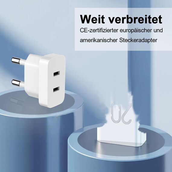 VIEVRE 4 Stücke US to EU Adapter, Adapter USA Deutschland Stecker, 250V US auf EU mit USA-Netzteil Konverte für Geräte, Maximale Leistung 2200W, Weiß