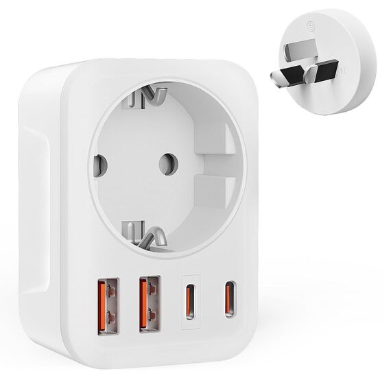Adapter Australien,5 in 1 Reiseadapter Australien mit 2*USB-C, 2*USB-A(3.4A) und 1*AC, Adapter China Deutschland Stecker, Steckdosenadapter Typ I für EU zu China/Argentinien/Neuseeland