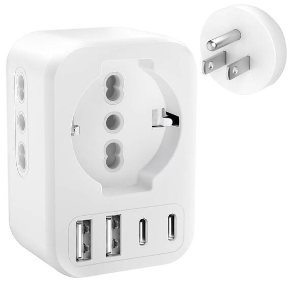 USA Adapter Steckdose, 7 in1 Reiseadapter USA Deutschland Stecker mit 2*USB-C,2*USB-A,1*AC, 2*Italien Steckdosen, EU to US Adapter, Steckdosenadapter Typ B für Amerika/Kanada/Thailand/Mexiko