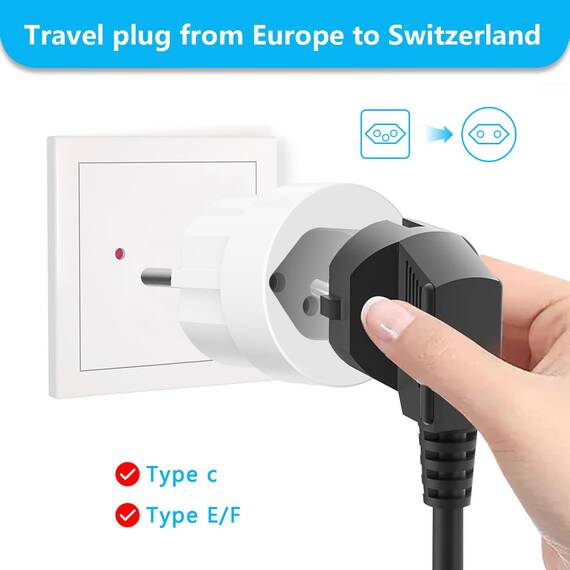 3 Stück Schweiz Reiseadapter, Deutschland auf Schweiz Stecker, DE auf Schweiz Adapter, Schweiz auf EU Reisestecker Adapter, Schweizer Reisestecker für Malediven, Ruanda, Liechtenstein