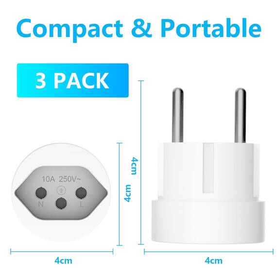 3 Stück Schweiz Reiseadapter, Deutschland auf Schweiz Stecker, DE auf Schweiz Adapter, Schweiz auf EU Reisestecker Adapter, Schweizer Reisestecker für Malediven, Ruanda, Liechtenstein