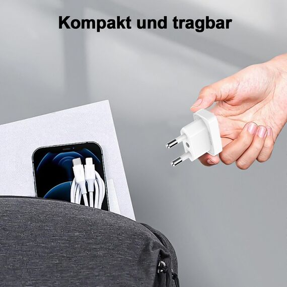 VIEVRE 4 Stücke US to EU Adapter, Adapter USA Deutschland Stecker, 250V US auf EU mit USA-Netzteil Konverte für Geräte, Maximale Leistung 2200W, Weiß