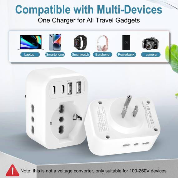 USA Adapter Steckdose, 7 in1 Reiseadapter USA Deutschland Stecker mit 2*USB-C,2*USB-A,1*AC, 2*Italien Steckdosen, EU to US Adapter, Steckdosenadapter Typ B für Amerika/Kanada/Thailand/Mexiko