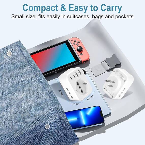 USA Adapter Steckdose, 7 in1 Reiseadapter USA Deutschland Stecker mit 2*USB-C,2*USB-A,1*AC, 2*Italien Steckdosen, EU to US Adapter, Steckdosenadapter Typ B für Amerika/Kanada/Thailand/Mexiko