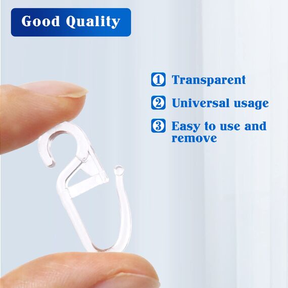 Redamancy Gardinenhaken, 120 Stück Universal Überklipshaken, Transparent Faltenlegehaken, mit 6mm Öse Gardinenhaken, für Vorhangstangen und Gardinenstangen