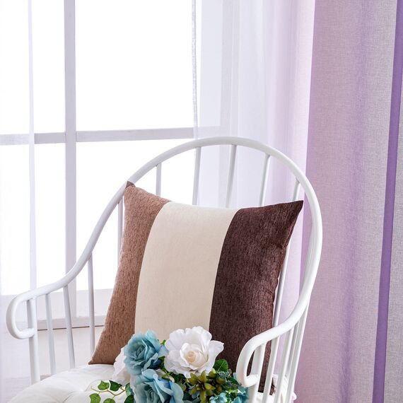 MIULEE 2er Set Voile Vorhang Zweifarbiger Vorhang mit Ösen Transparente Gardine Ösenschal Fensterschal Lichtdurchlässig für Schlafzimmer, 140x145cm, Lila