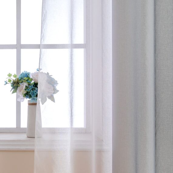 MIULEE 2er Set Voile Vorhang Zweifarbiger Vorhang mit Ösen Transparente Gardine Ösenschal Fensterschal Lichtdurchlässig für Schlafzimmer, 140x145cm, Grau