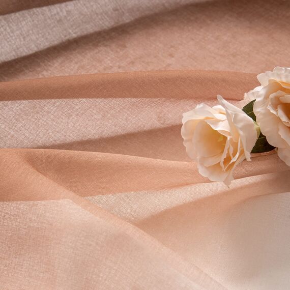 MIULEE 2er Set Voile Vorhang Zweifarbiger Vorhang mit Ösen Transparente Gardine Ösenschal Fensterschal Lichtdurchlässig für Schlafzimmer, 140x185cm, Hellkaffee