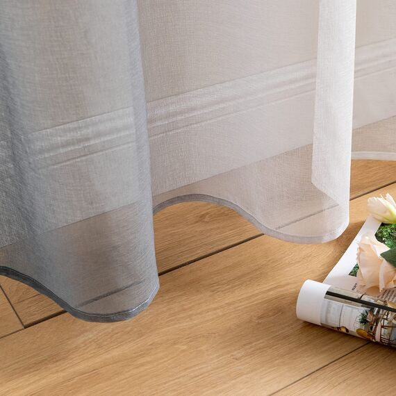 MIULEE 2er Set Voile Vorhang Zweifarbiger Vorhang mit Ösen Transparente Gardine Ösenschal Fensterschal Lichtdurchlässig für Schlafzimmer, 140x145cm, Grau