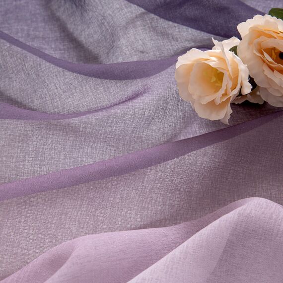 MIULEE 2er Set Voile Vorhang Zweifarbiger Vorhang mit Ösen Transparente Gardine Ösenschal Fensterschal Lichtdurchlässig für Schlafzimmer, 140x145cm, Lila