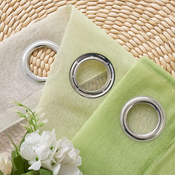 MIULEE 2er Set Voile Vorhang Zweifarbiger Vorhang mit Ösen Transparente Gardine Ösenschal Fensterschal Lichtdurchlässig für Schlafzimmer, 140x145cm, Grün
