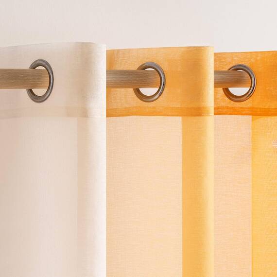 MIULEE 2er Set Voile Vorhang Zweifarbiger Vorhang mit Ösen Transparente Gardine Ösenschal Fensterschal Lichtdurchlässig für Schlafzimmer, 140x225cm, Orange