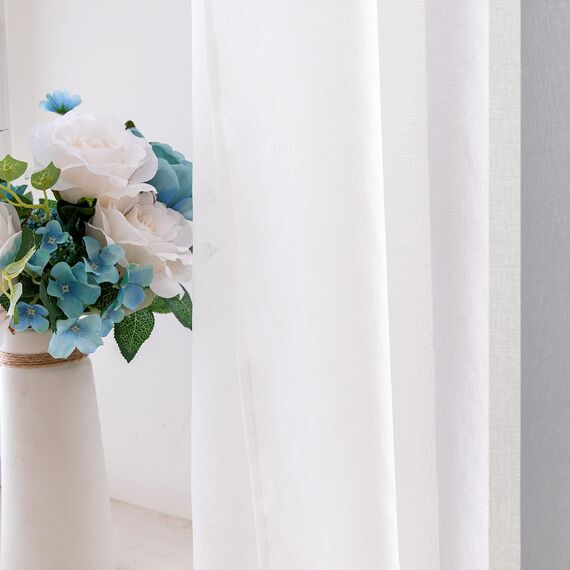 MIULEE 2er Set Voile Vorhang Zweifarbiger Vorhang mit Ösen Transparente Gardine Ösenschal Fensterschal Lichtdurchlässig für Schlafzimmer, 140x300cm, Grau