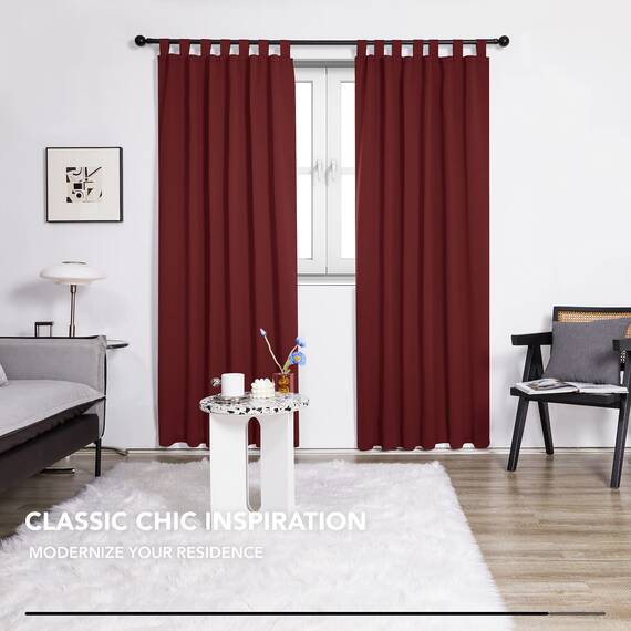 Deconovo Verdunkelungsvorhang Schlaufen Gardinen Warm Schlafzimmer Gardinen Blickdicht Vorhänge Fensterdeko, 175x140 cm(HöhexBreite), Rot, 2er Set