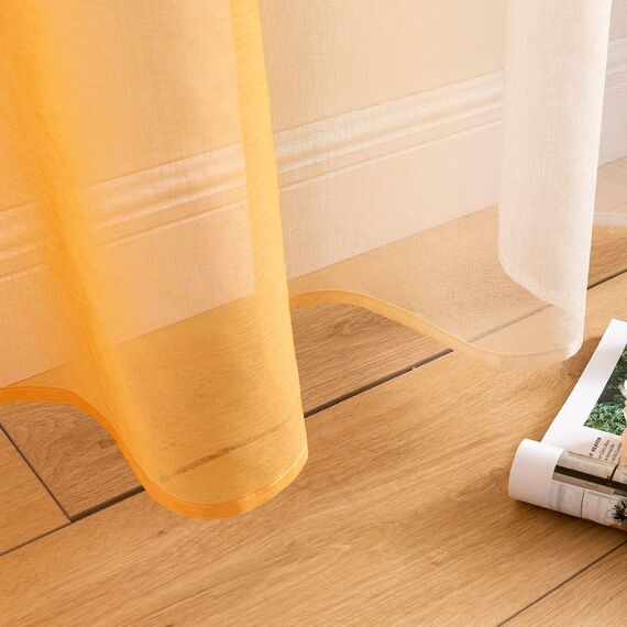 MIULEE 2er Set Voile Vorhang Zweifarbiger Vorhang mit Ösen Transparente Gardine Ösenschal Fensterschal Lichtdurchlässig für Schlafzimmer, 140x245cm, Orange