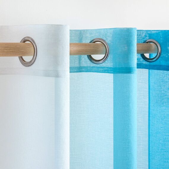 MIULEE 2er Set Voile Vorhang Zweifarbiger Vorhang mit Ösen Transparente Gardine Ösenschal Fensterschal Lichtdurchlässig für Schlafzimmer, 140x260cm, Wasserblau