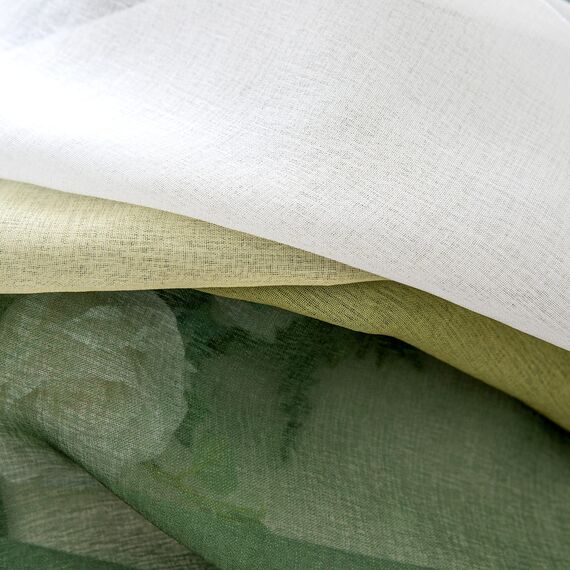 MIULEE 2er Set Voile Vorhang Zweifarbiger Vorhang mit Ösen Transparente Gardine Ösenschal Fensterschal Lichtdurchlässig für Schlafzimmer, 140x175cm, Olivergrün