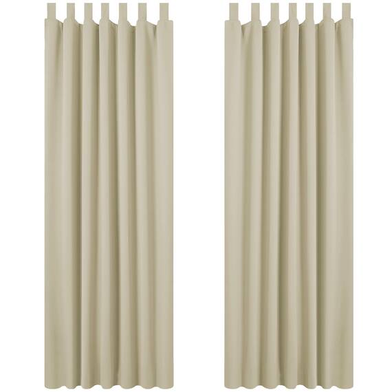 Deconovo Blickdichte Gardinen mit Schlaufen Thermogardinen Dicke Thermogardine Kälteschutz warm Hitzeschutz, 260x140 cm(HöhexBreite), Beige, 2er Set