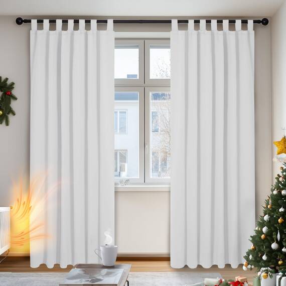 Deconovo Vorhang Verdunkelung Thermo Vorhänge Lärmschutz mit Schlaufen Fenstervorhang, 220x140 cm(HöhexBreite), Silber Grau, 2er Set