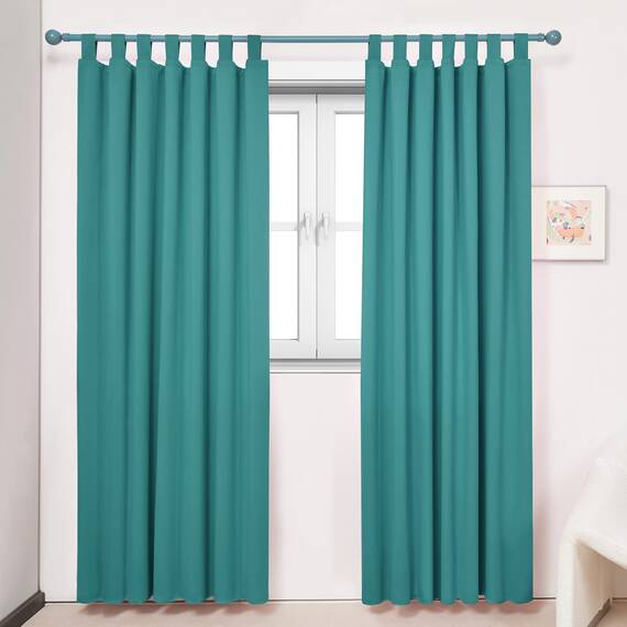 Deconovo Verdunkelungsvorhang Schlaufen Gardinen Blickdicht Thermovorhang Kälteschutz Wohnzimmer Schlaufenschal, 245x140 cm(HöhexBreite), Türkis, 2er Set