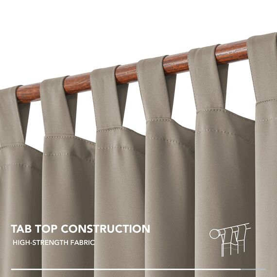 Deconovo Vorhang Blickdicht Schlaufen Taupe 2 Stück Fertiggardine Blickdicht Thermogardine für Wohnzimmer Schlafzimmer 140x210cm (BxH)
