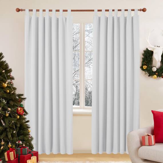 Deconovo Vorhang Verdunkelung Thermo Vorhänge Lärmschutz mit Schlaufen Fenstervorhang, 220x140 cm(HöhexBreite), Silber Grau, 2er Set