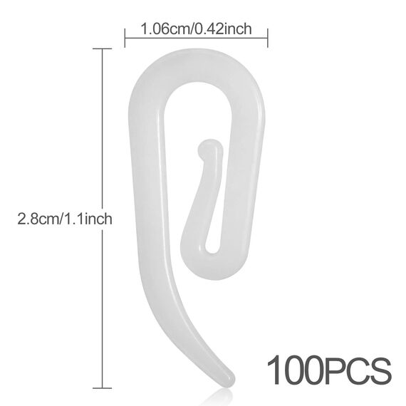 Redamancy Vorhanghaken aus Kunststoff, 100 pcs Universal Gardinenhaken, Weiß Faltenlegehaken, Überklipshaken für Türvorhang, Fenstervorhang