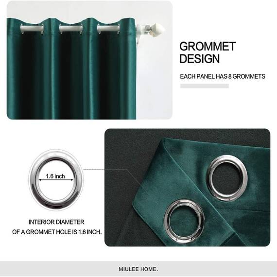 MIULEE Vorhänge Samt Grün mit Ösen, Schön Weich Gardinen Samt für Deko Schlafzimmer, Samtvorhang Thermovorhang Hochwertige 280g/m², 2 Stück Dick Vorhang Blickdicht,2X 137 x 117 cm