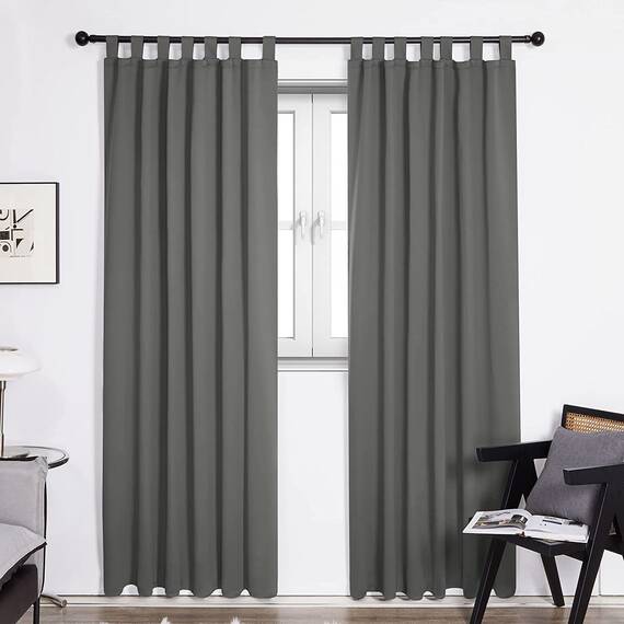 Deconovo Vorhang Blickdicht Gardinen Blickdicht Verdunkelungsvorhang Schlaufen Thermovorhang Kälteschutz Thermo gegen Kälte Thermogardine Hitzeschutz, 290x140 cm(HöhexBreite), Hellgrau, 2er Set