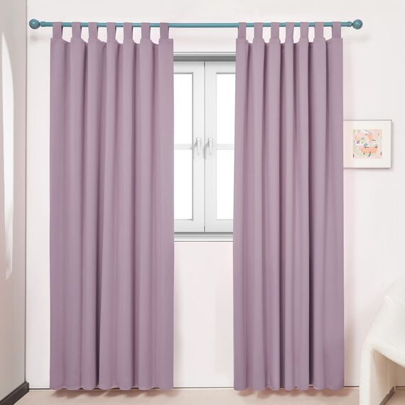 Deconovo Set mit 2 Vorhängen, Blickdicht, Thermisch, gegen Kälte, mit Schlaufen, Wohnzimmer, Design, 140 x 290 cm, Hellrosa, Vorhänge für Schlafzimmer