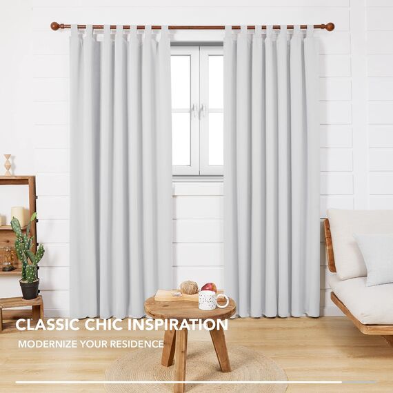 Deconovo Vorhang Verdunkelung Gardinen Wohnzimmer Schlaufen Thermovorhang Kälteschutz Thermo gegen Kälte Hitzeschutz, 290x140 cm(HöhexBreite), Silber Grau, 2er Set